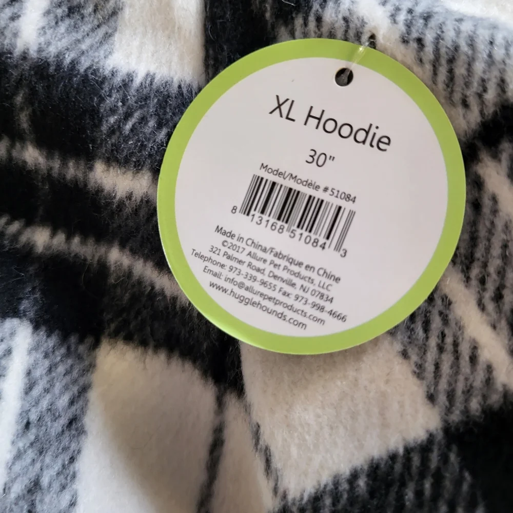 Huggle Hounds Plaid Fleece Hooded Dog Sweater XL
